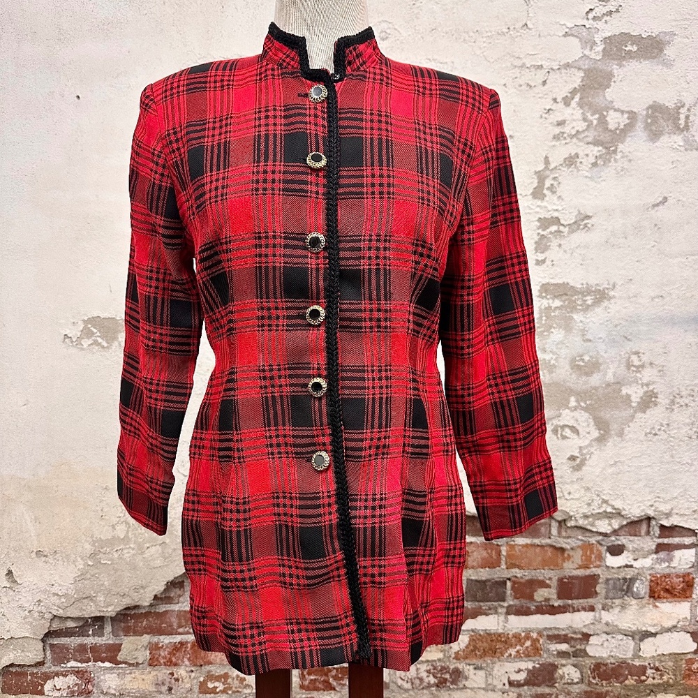 Vintage Melissa Petites Plaid Button Down Jacket Size 10P